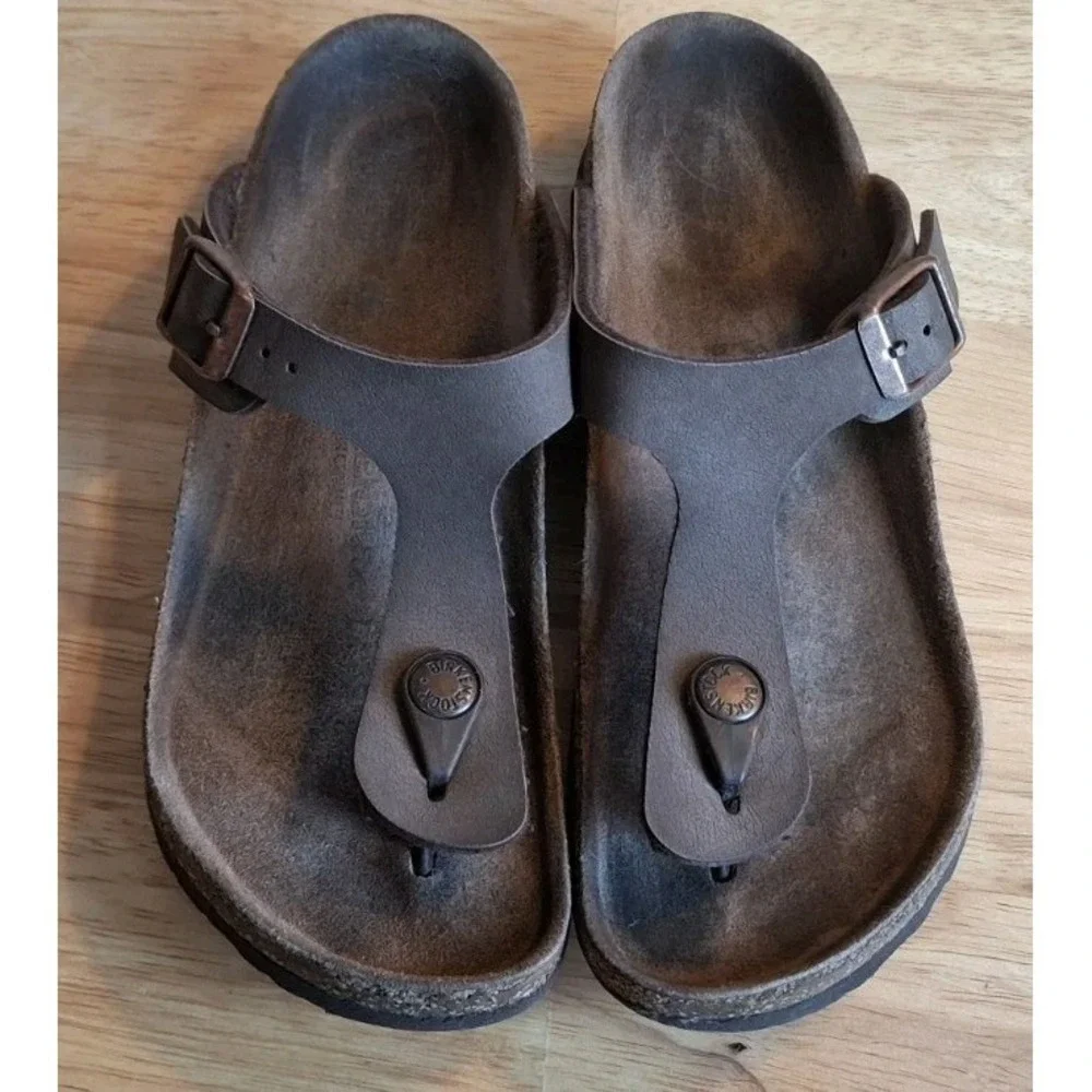 Birkenstock Kids Gizeh Brn Birko-Flor Thong Sandals Cork Footbed Youth EU 34/35